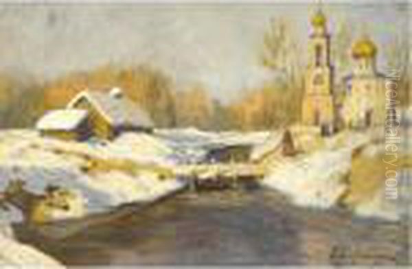 Going To Church Oil Painting by Georges Lapchine