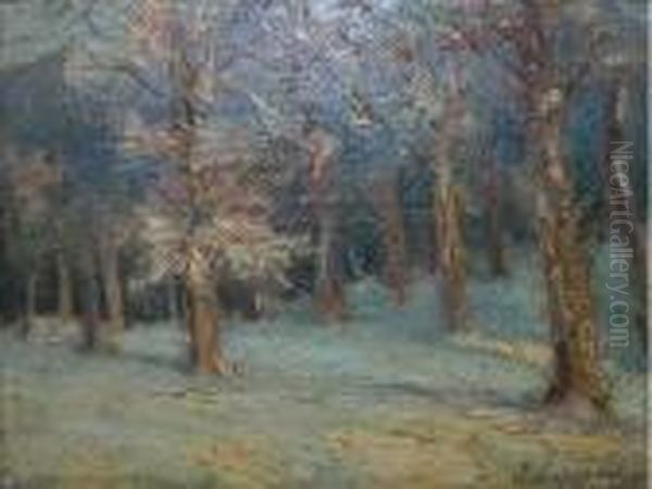 Arbres Sous La Neige Oil Painting by Georges Lapchine