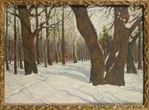 Paysage Enneige En Russie Oil Painting by Georges Lapchine