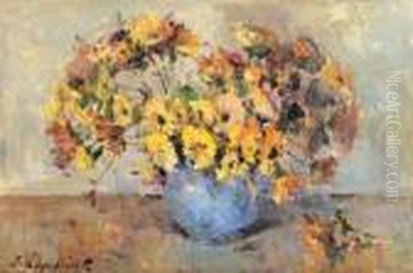 Vase De Fleurs Oil Painting by Georges Lapchine