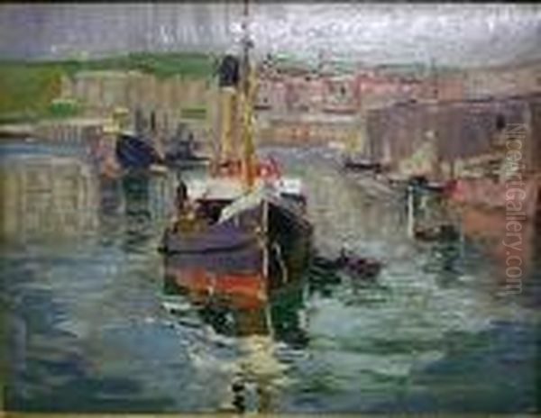 Bateau Au Port Oil Painting by Georges Lapchine