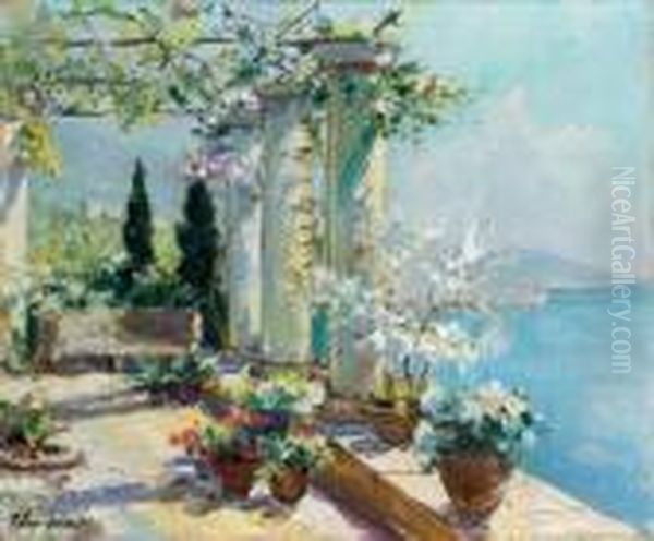 La Pergola, Cap Martin Oil Painting by Georges Lapchine