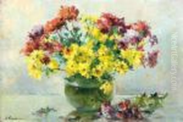 Bouquet De Fleurs Oil Painting by Georges Lapchine