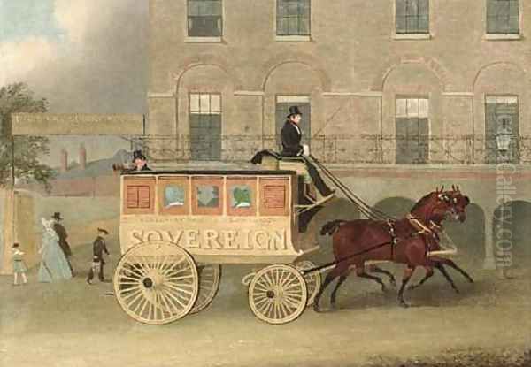 The Holloway and Bank omnibus, the Sovereign Oil Painting by James Pollard