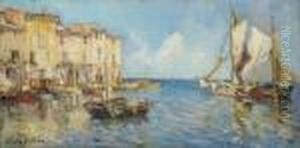 Barques Et Tartanes Aux Martigues Oil Painting by Georges Lapchine