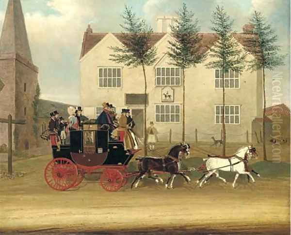 The Guildford to London coach passing before an inn Oil Painting by James Pollard