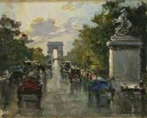 The Champs-elysees Oil Painting by Georges Lapchine