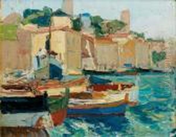 Le Port De Cannes Oil Painting by Georges Lapchine