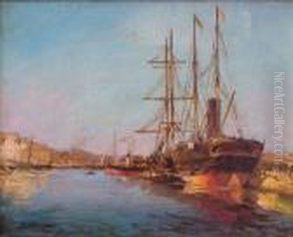 Les Voiliers Au Port Oil Painting by Georges Lapchine