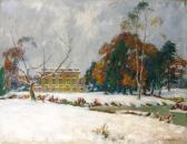 Le Petit Trianon Sous La Neige Oil Painting by Georges Lapchine