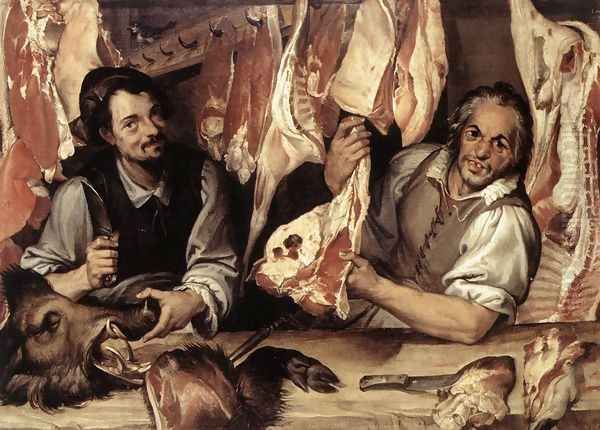 The Butcher's Shop 1580s Oil Painting by Bartolomeo Passerotti