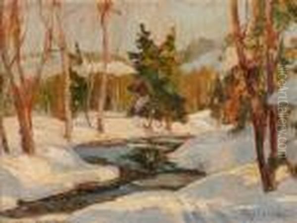 Paysage De Neige Oil Painting by Georges Lapchine