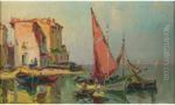 Port Mediterraneen Oil Painting by Georges Lapchine