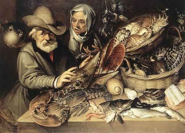 The Fishmonger's Shop 1580s Oil Painting by Bartolomeo Passerotti