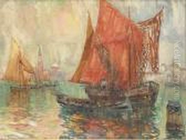 Bateau A Venise Oil Painting by Georges Lapchine