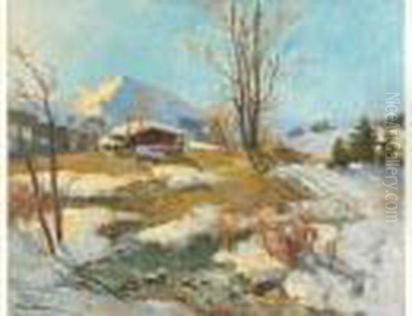 Paysage D'hiver Oil Painting by Georges Lapchine