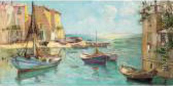 The Harbour At Martigues Oil Painting by Georges Lapchine