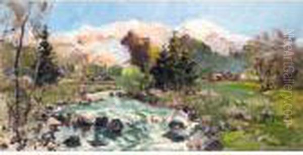 Alpine Landscape Oil Painting by Georges Lapchine