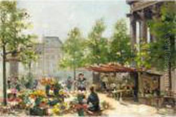 The Flower Market Oil Painting by Georges Lapchine