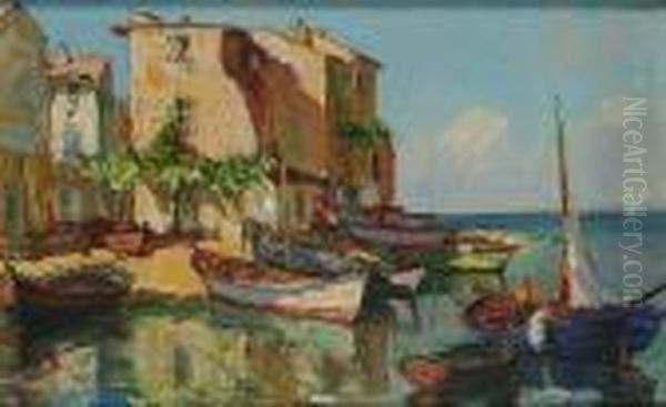 Continental Harbour Scene by Georges Lapchine