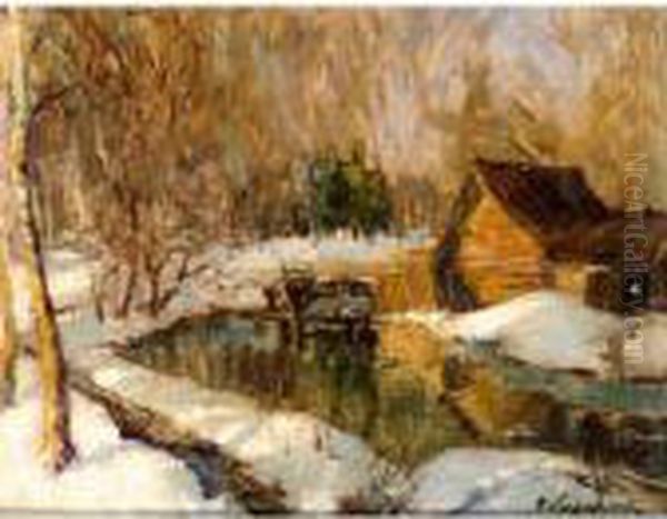 Winter Sun Oil Painting by Georges Lapchine