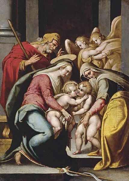 The Holy Family with St Elizabeth and the Infant St John the Baptist c. 1572 Oil Painting by Bartolomeo Passerotti