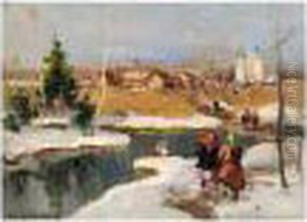 Spring Thaw Oil Painting by Georges Lapchine