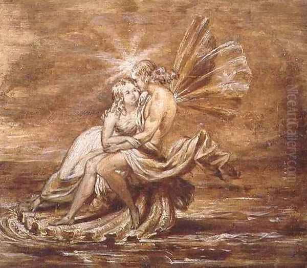 Fairies on a Shell Oil Painting by Sir Joseph Noel Paton