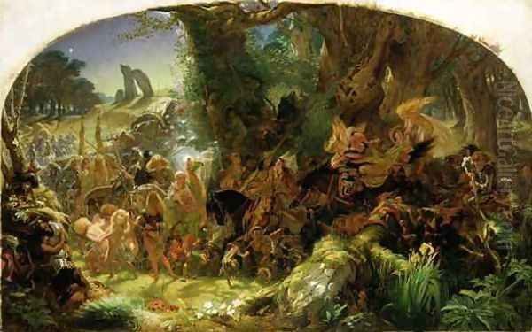 The Fairy Raid Carrying off a Changeling - Midsummer Eve, 1867 Oil Painting by Sir Joseph Noel Paton