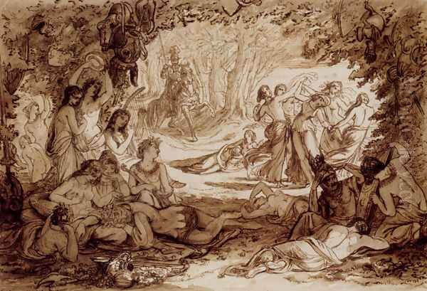 Cymocles Discovered By Atis In The Bowre Of Blisse, Spencer's Fairie Queene, BookII, Chapter V Oil Painting by Sir Joseph Noel Paton