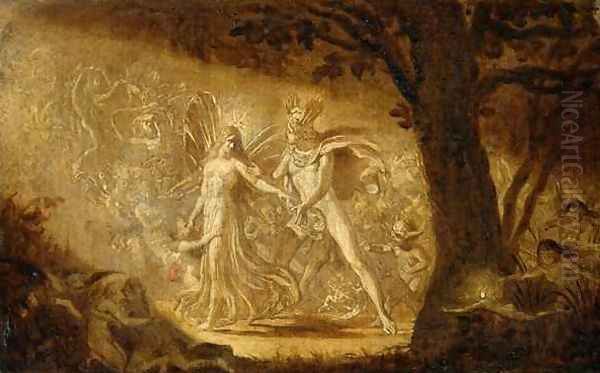 Study for The Quarrel of Oberon and Titania, c.1849 2 Oil Painting by Sir Joseph Noel Paton