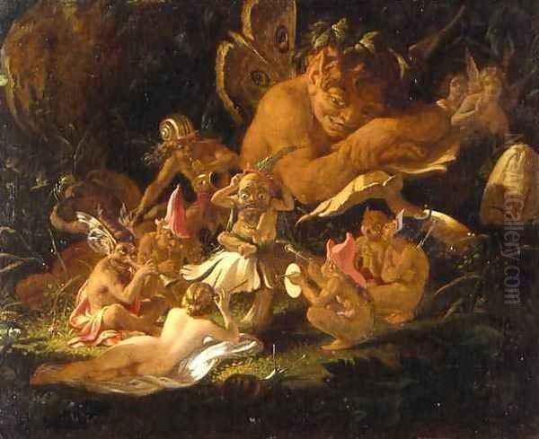 Puck and Fairies, from A Midsummer Nights Dream, c.1850 Oil Painting by Sir Joseph Noel Paton