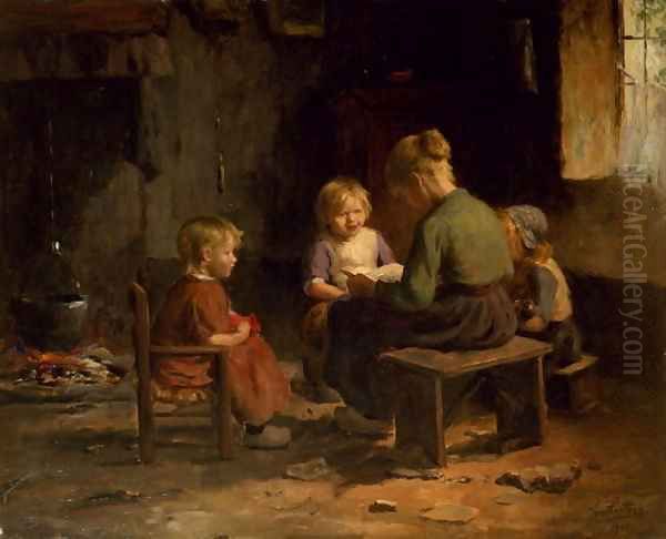 The Reading Lesson Oil Painting by Evert Pieters