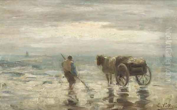 A shell-fisher on the beach Oil Painting by Evert Pieters