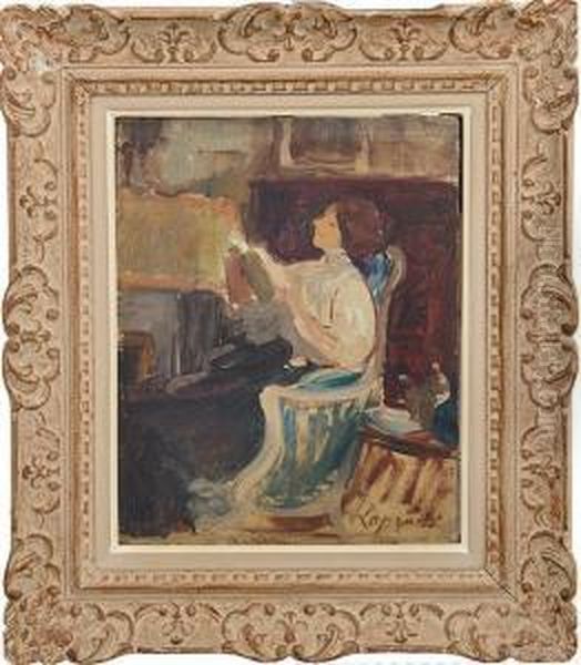 Portrait De Femme Sur Chaise Oil Painting by Pierre Laprade