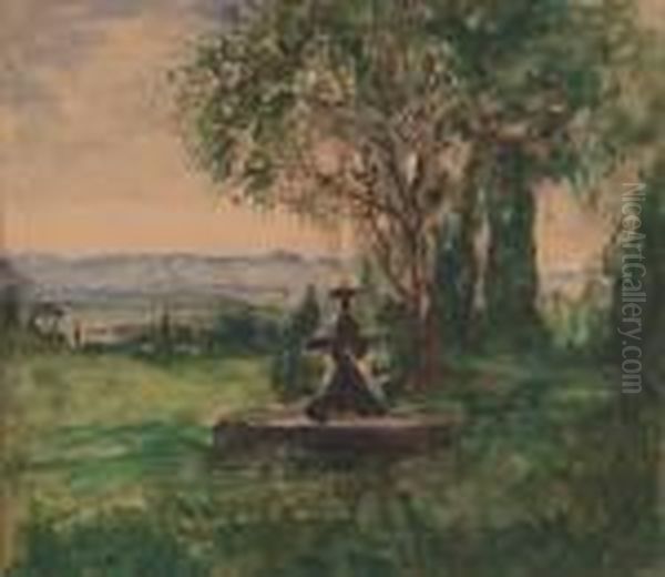 La Fontaine Dans Le Parc Oil Painting by Pierre Laprade