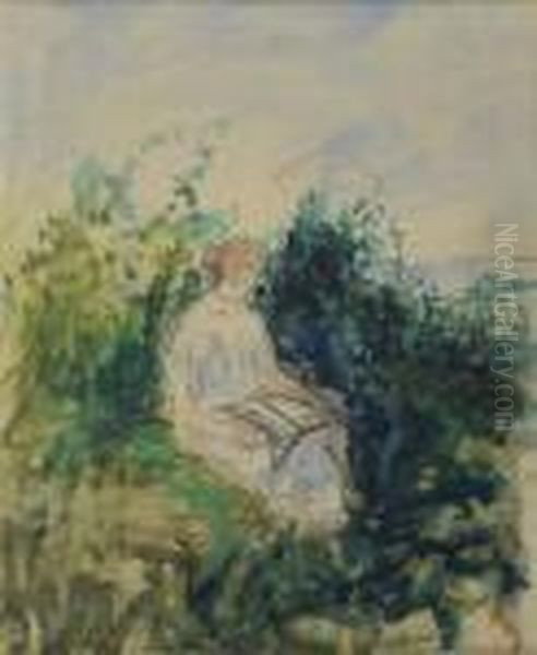 Jeune Fille Dans Un Jardin Oil Painting by Pierre Laprade