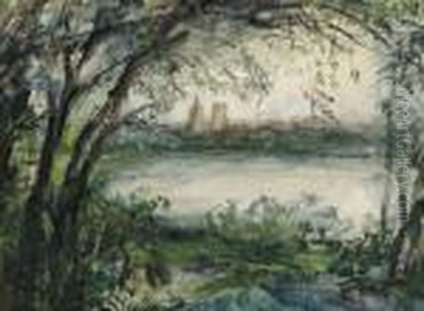 Riverside Scenery Oil Painting by Pierre Laprade