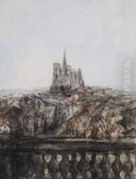 La Cathedrale D'amiens Vue Du Befroi Oil Painting by Pierre Laprade