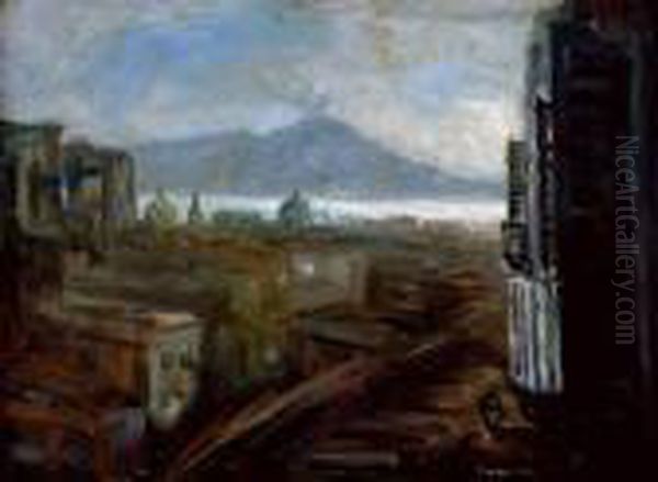 Naples, Le Vesuve Oil Painting by Pierre Laprade