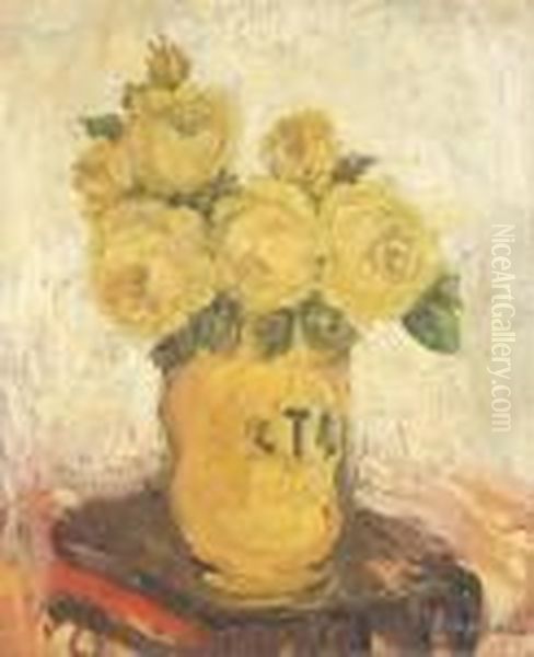 Les Roses Jaunes Oil Painting by Pierre Laprade