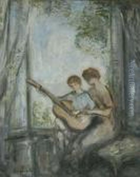 The Mandolin Oil Painting by Pierre Laprade