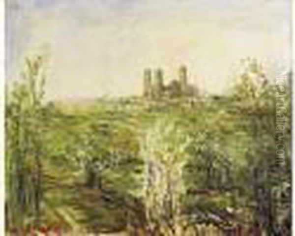 Vue De La Cathedrale De Laon. Oil Painting by Pierre Laprade