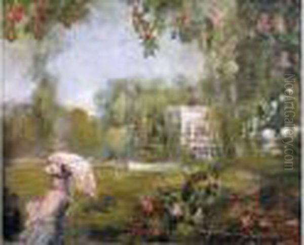 Jeune Femme A L'ombrelle Dans Un Jardin Oil Painting by Pierre Laprade