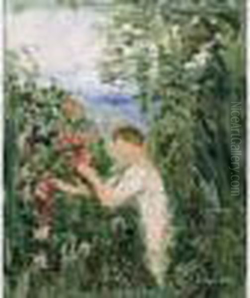 Jeune Femme Dans Un Jardin Oil Painting by Pierre Laprade