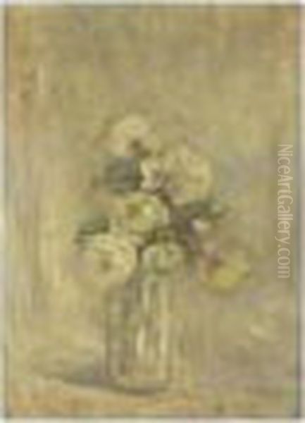 Vase De Roses Oil Painting by Pierre Laprade