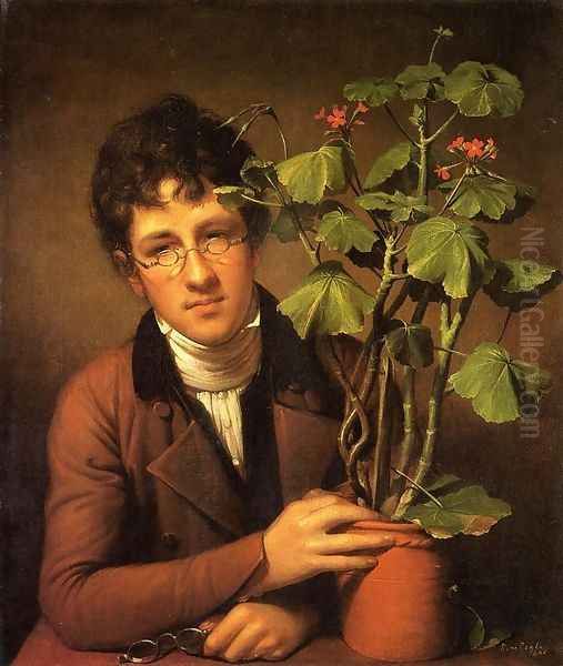 Rubens Peale with a Geranium 1801 Oil Painting by Rembrandt Peale