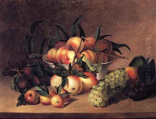 Grapes, Apples and Bowl of Peaches Oil Painting by James Peale