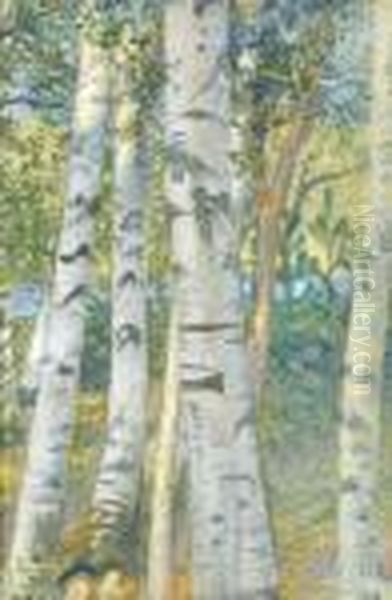 Bjorkstammer (birch Trees) Oil Painting by Carl Larsson