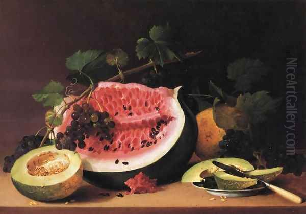 Still Life with Watermelon Oil Painting by James Peale